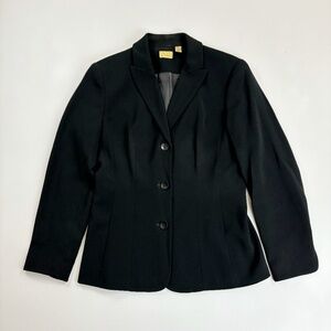 CASLON Career Blazer 4P Petite 3 Button Business Casual Wrinkle Free Black